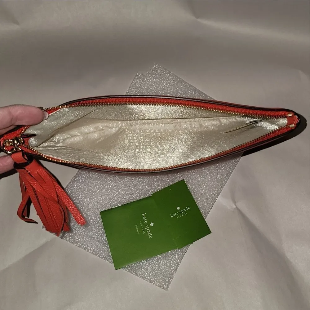 Kate Spade Gia Larchmont Avenue Logo Leather Clutch New